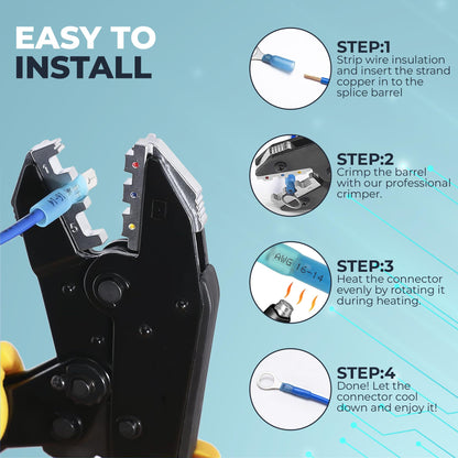 302 Pcs Electrical Crimp Wire Terminal Connectors Kit, Heat Shrink Connectors, Waterproof, Perfect for Marine, Automotive - Ring, Fork, Quick Connect & Disconnect, Spade Terminals, AWG 22-10 Gauge