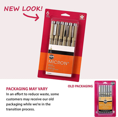 SAKURA Pigma Micron Fineliner Pens - Archival Black Ink Pens - Pens for Writing or Drawing - Holiday Gifts for Artists, Crafters & DIY Gifts Projects - Black Ink - 01 Point Size - 6 Pack