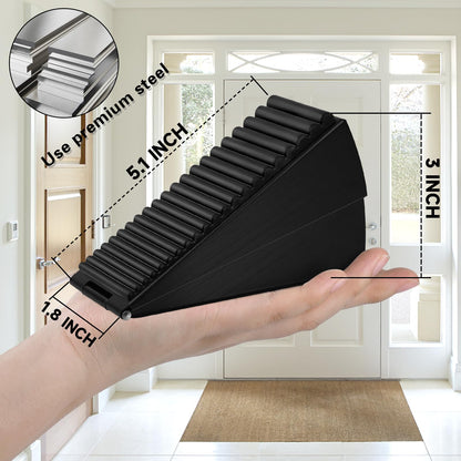 Actvty Heavy Duty Door Stopper, 2Pcs Wedge Door Stops, 3 Inch High Strongest Doorstop, Stainless Steel Spring Loaded Stopper Suits Any Heavy Doors