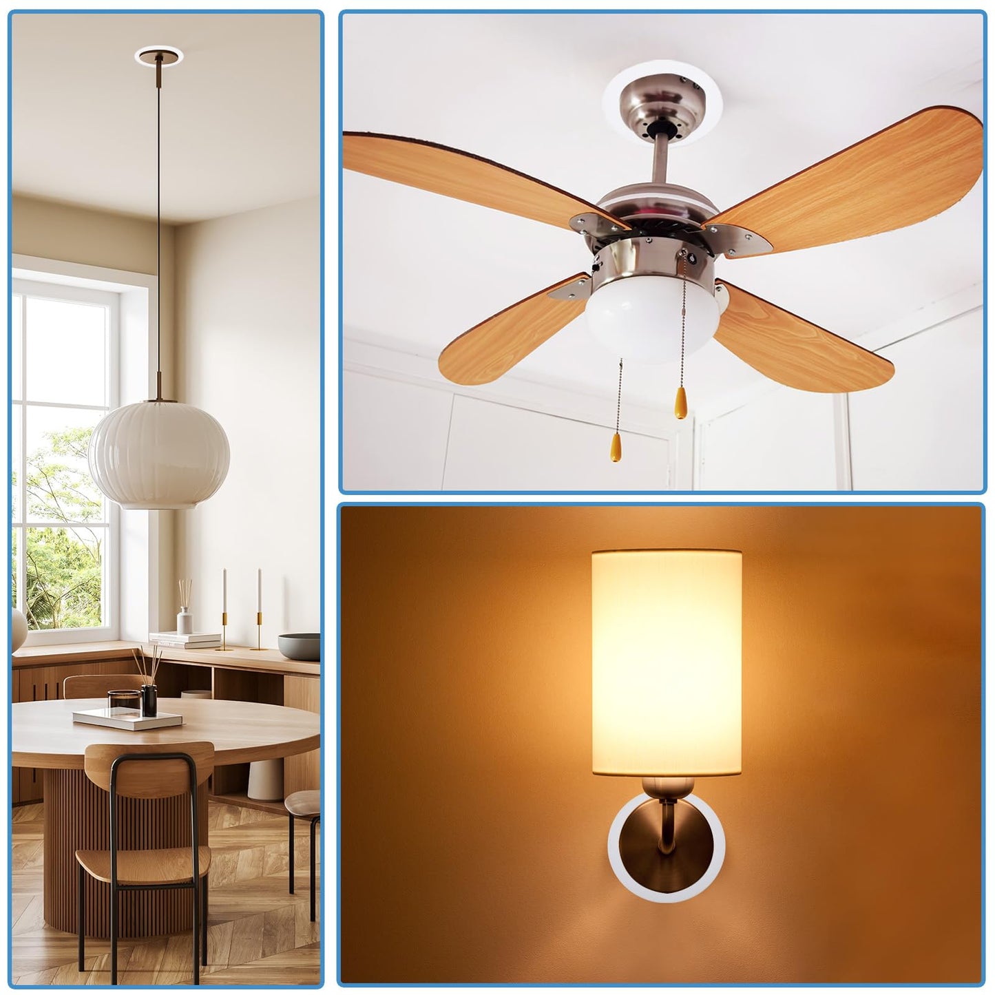 PATIKIL 5" ID 7.48" OD Goof Rings for Recessed Light, 2 Pack Matte White Goof Metal Trim Ring Lighting Fixture for Ceiling Wall Recessed Can Downlights