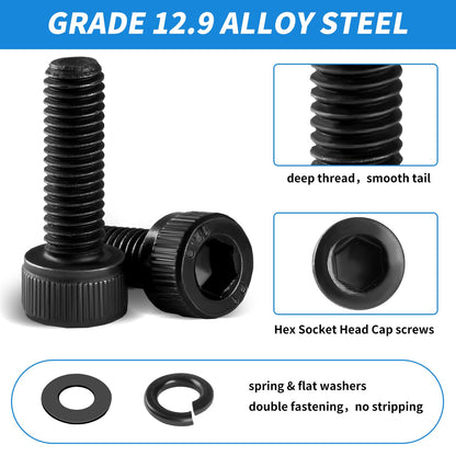 Besitu 1760pcs M2 M3 M4 M5 Metric Screw Assortment, Grade 12.9 Alloy Steel Hex Socket Head Cap Metric Bolts and Nuts Kit, Black Zinc Plated Metric Screw Set with 4 pcs Hex Wrenches