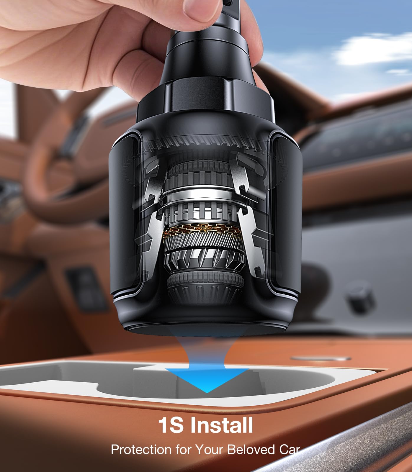 Coolpow Car Cup Holder Phone Mount for Car【Ultra Stable & Never Shake】 Cell Phone Holder Car Cupholder Support Cellulaire Auto Car Phone Holder Mount for iPhone 17 16 15 Galaxy S25 All 4-7'' Phone