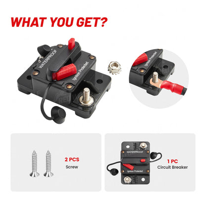 RED WOLF 300A Circuit Breaker Fuse Holder 3/8" Screw Studs w/Manual Reset Switch DC 12-24V for Boat Trolling Motor Marine ATV Trailer Vehicles Stereo Audio Electronic Battery Solar System