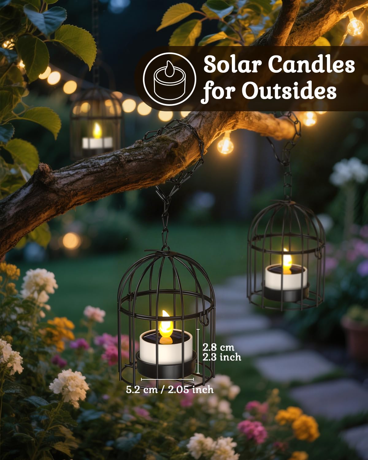 SoulBay 6pcs Solar Power Tea Lights Outdoor Candle Flameless Flicker IP65 Waterproof Rechargeable LED Candles with Dusk to Dawn Sensor for Lantern Garden Camping Party Home Decorations, 2.3" x 2"