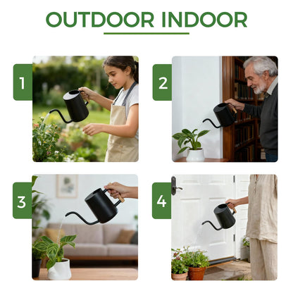 Bamworld Watering Can Indoor Plants 35oz Small Watering Can Stainless Steel Water Can for Indoor Outdoor Home Plants Garden Flowers（Black）