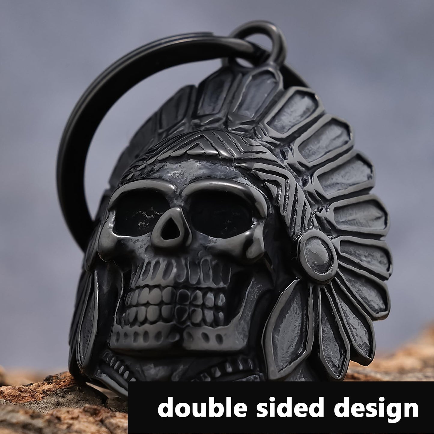 AilRabbit Motorcycle Skull Bell - Motorcycle key chain Biker Skull Bells protect the rider Motorcycle Accessories, Skull, Large