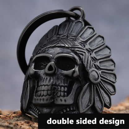 AilRabbit Motorcycle Skull Bell - Motorcycle key chain Biker Skull Bells protect the rider Motorcycle Accessories, Skull, Large