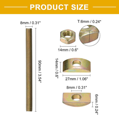 uxcell Countertop Connector, 5/16" x 3-1/2" Desktop Fastener Furniture Connecting Kit Used to Connect Table top Bed Butcher Block Countertops 10Pcs