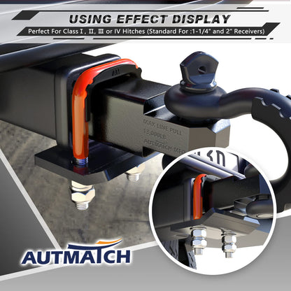 AUTMATCH Hitch Tightener Anti-Rattle Clamp, Heavy Duty Hitch Stabilizer for 1.25 and 2 inch Trailer Hitches, Rubber Isolator and Anti-Rust Double Coating Protective, Orange & Black