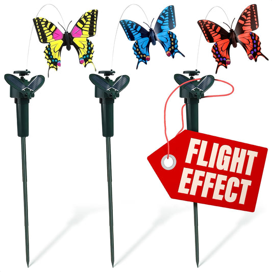 3 Pcs Butterfly Garden Stakes that Move Like Real Butterflies – Fluttering Motion Yard Decor, Colorful Flying Butterflies Decorations, Waterproof Outdoor Garden Decor for Flower Pots, and Yard Patios