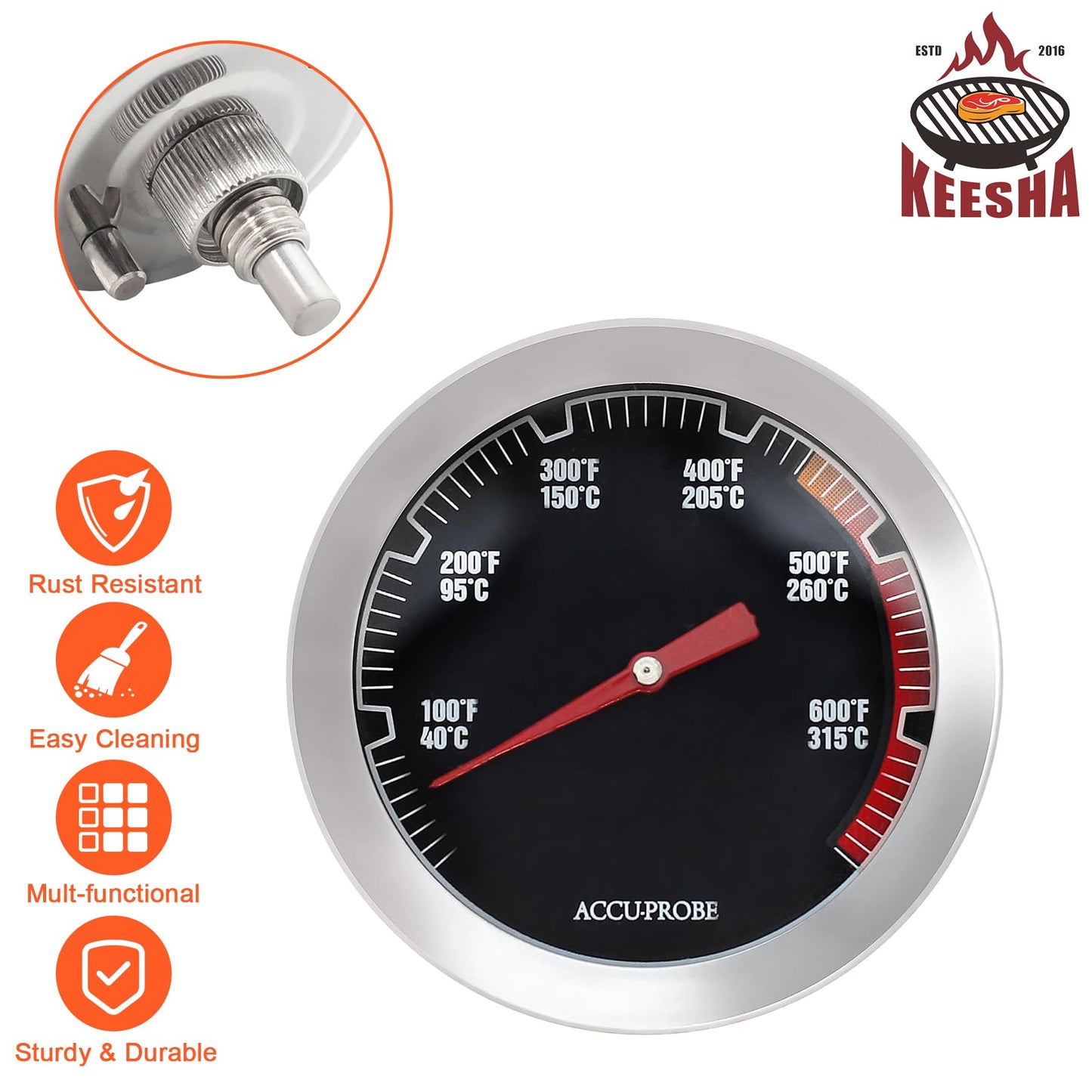 Temperature Gauge for Napoleon 285 Sreies Grill Replacement Parts for Napoleon TravelQ PRO285-BK Q285X-RD-1-A PRO285X-BK TQ285-BL-1 TQ240-BL Grill Heat Indicator