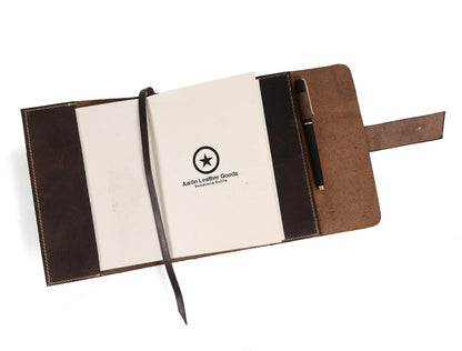 Aaron Leather Journal Refillable Writing Notebook-Traveler's Notebook 200 pages 7.5 X 5.5 By Aaron Leather Goods