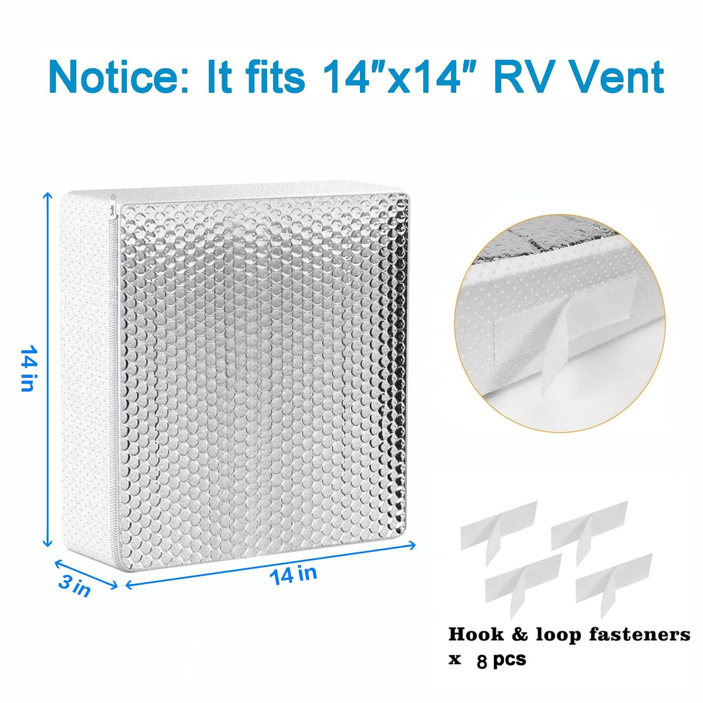 2 Pack RV Vent Insulator and Skylight Cover 14″x14″x3″ with UV Protection Layer Reduce Heat Transfer & Increase A/C Efficiency RV Accessories for Vent Inside Camper Trailer