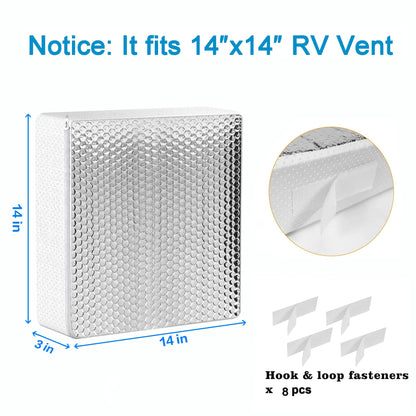 2 Pack RV Vent Insulator and Skylight Cover 14″x14″x3″ with UV Protection Layer Reduce Heat Transfer & Increase A/C Efficiency RV Accessories for Vent Inside Camper Trailer
