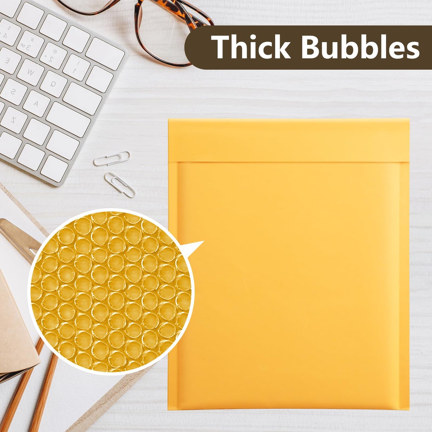 UCGOU Kraft Bubble Mailers 8.5x12 Inch 25 Pack Yellow Padded Envelopes #2 Medium Mailing Packages Self Sealing Tear Resistant Boutique Bulk Mail Shipping Bags for Jewelry Makeup Supplies