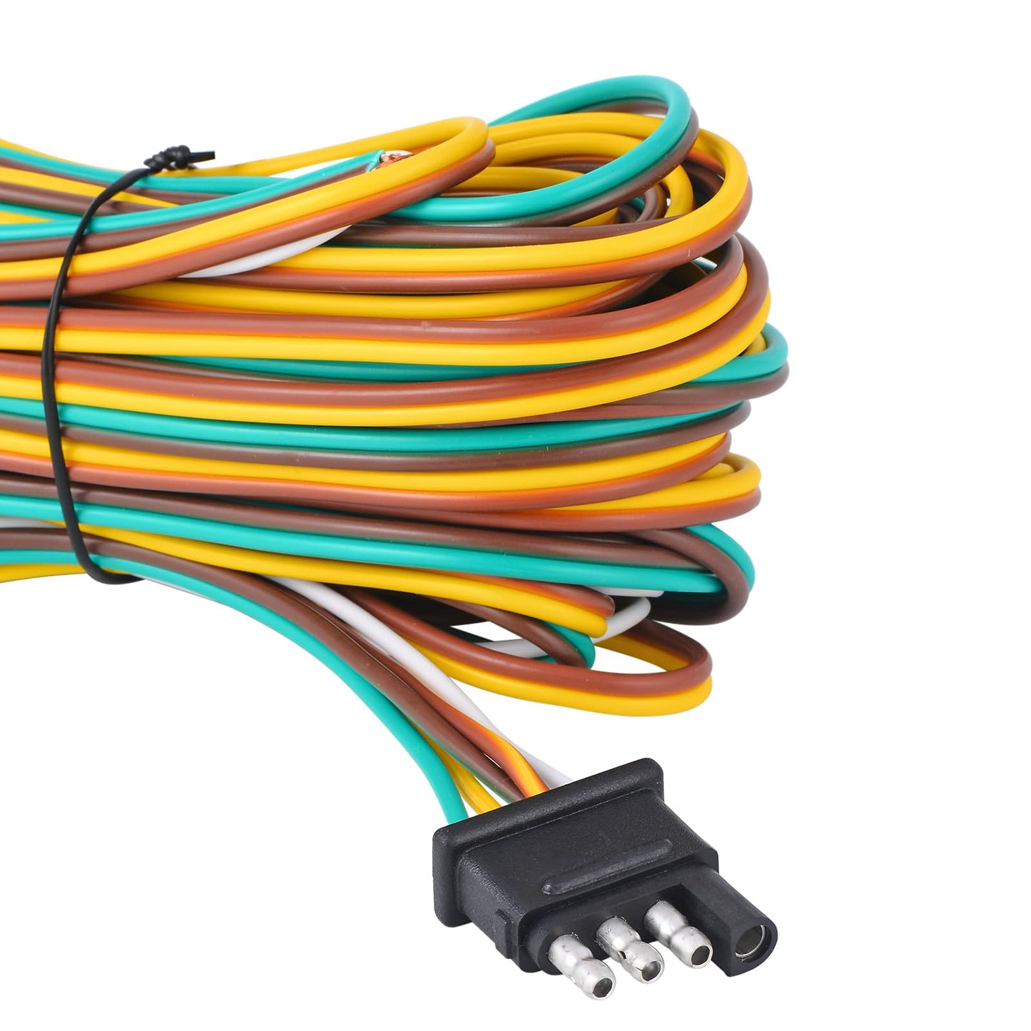 VINAUO 35FT Trailer Wiring Harness, 4 Wire Trailer Wire, Color Coded Wishbone Style Trailer Wiring Harness Kit 4 Pin, 42" Ground Trailer Wiring Kit, 4 Pin Trailer Connector