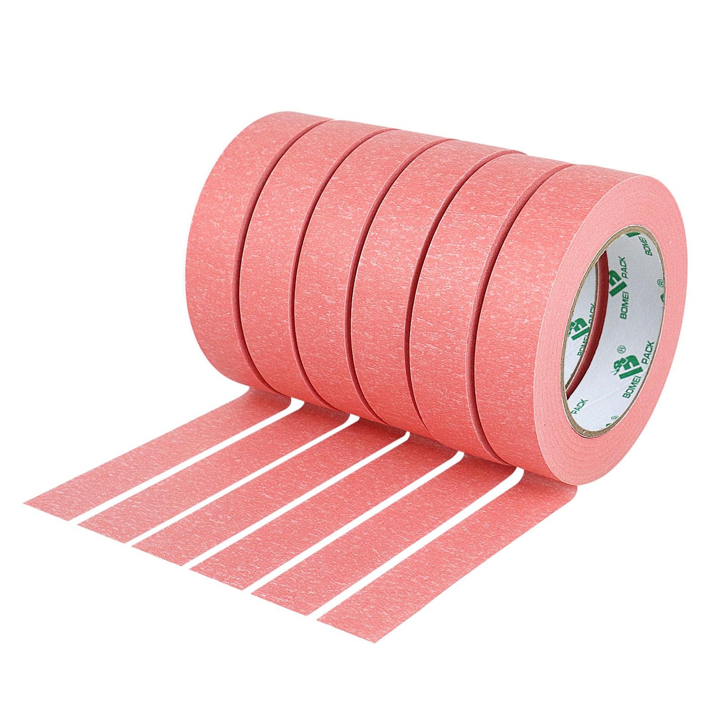 BOMEI PACK Pink Painters Tape 24mm x 55yds, 6Rolls Masking Tape for General Painting