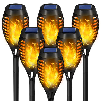 Solar Torch Lights, 6 Pcs Solar Lights Outdoor Waterproof, Auto On/Off Outdoor Solar Lights with Flickering Flame for Garden, Lawn, Patio, Yard, Outdoor Decorations
