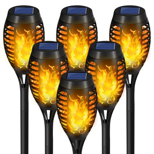 Solar Torch Lights, 6 Pcs Solar Lights Outdoor Waterproof, Auto On/Off Outdoor Solar Lights with Flickering Flame for Garden, Lawn, Patio, Yard, Outdoor Decorations