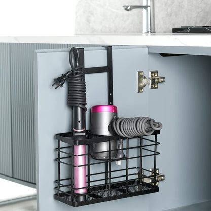 Wetheny Hair Tool Organizer - Hair Dryer Holder 5 Adjustable Height,Bathroom Organizer Cabinet Door/Wall Mounted for Hair Dryer,Curling Iron,Hair Straightener,Brush（White)