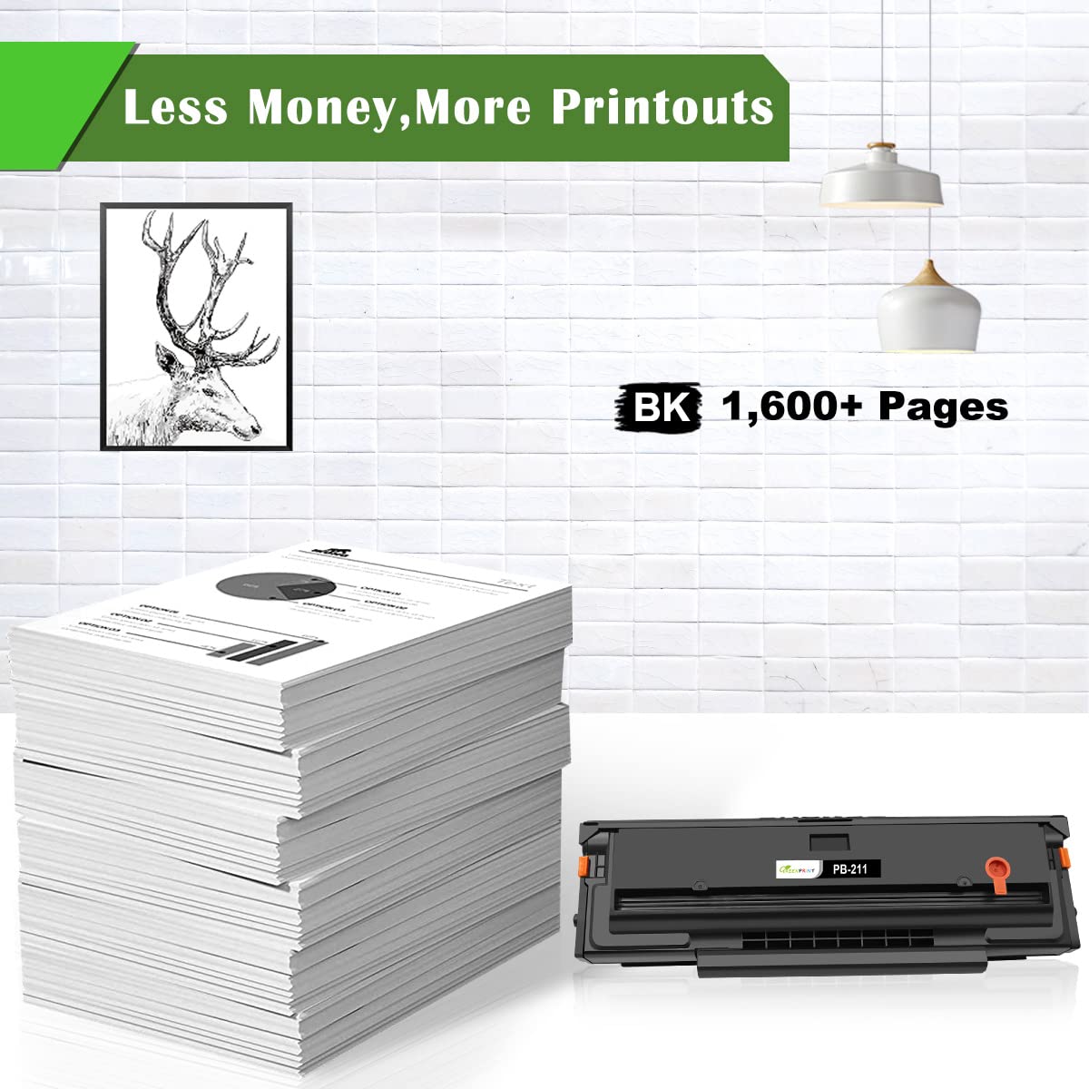 Compatible Toner Cartridge PB-211 PB211 PB 211 PB-211EV PB211EV 1600 Pages Black for Printer P2500W P2502W P2516 P2511W M6500NW M6501NW M6502NW M6550NW M6551NW M6552NW M6600NW M6602NW GREENPRINT