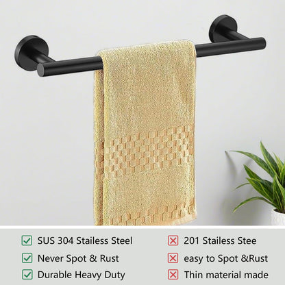 7-Piece Bathroom Accessories Set, Black Towel Rack Towel Holder Towel Bar, Towel Racks for Bathroom SUS304 Stainless Steel, Towel Holder Towel Rack Wall Mounted, Black