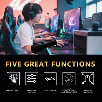 Peabownn Gaming Sleeve Short Arm Pc Reduces Friction & Fatigue Cooling Arm Sleeves for Men Women Gamers Accessories 1 PCS, Black, Small/Medium