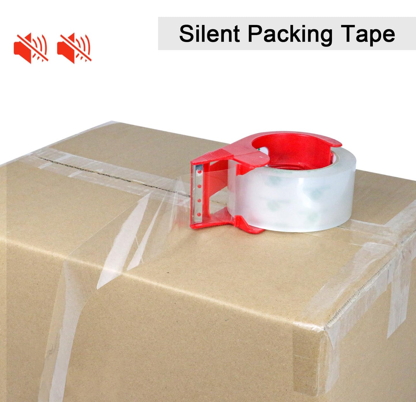 BOMEI PACK Quiet Packing Tape Clear, No Noise Tape, 1.88 Inch x 50m, 6 Rolls