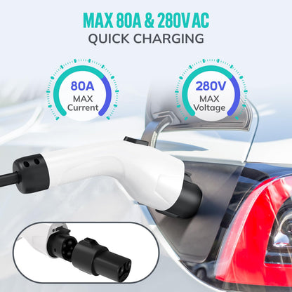 Takrabbsin J1772 to NACS Charger Adapter, SAE J1772 EV Charging Adapter, SGS Safety Certified Max 80A 250V Fast Charging for Tesla Model 3/Y/X/S/Cybertruck