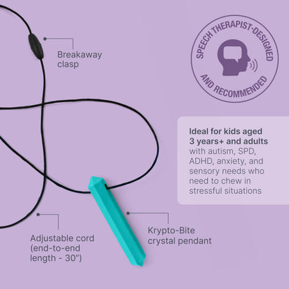 ARK Krypto-Bite, Chew Necklaces for Sensory Kids and Adults, Oral Fidget for Autism, ADHD, SPD, Anxiety, Medical-Grade Sensory Chew Necklace, XT, Firm, Teal
