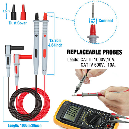 Col-Pary Multimeter Test Leads Set,21PCS Digital Electrical Test Probes Set with Alligator Clips,SMD IC Test Hook Clip,Test Tweezer,Spade Plug,Replaceable Precision Sharp Probes for Multimeter Testing