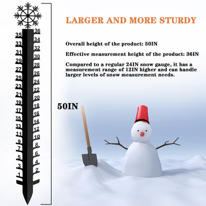 36 inch Snow Gauge Outdoor,Snowflake Iron Art Snow Gauge,Metal Snow Measuring Stick,Snowfall Measuring Gauge Snow Ruler,Snow Depth Measure Rod for Yard, Lawn, Garden and Christmas Decoration Gift