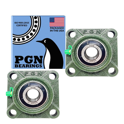 PGN UCF204-12 Pillow Block Bearing - Pack of 2 Square Flange Mounted Pillow Block Bearings - Chrome Steel Bearings with 3/4" Bore - Self Alignment