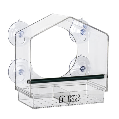 AIKS Window Bird Feeder with 4 Extra Strong Suction Cups, Large Outdoor Bird House for Cardinals Bluebird Chickadees etc.