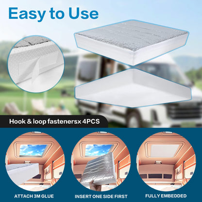 2 Pack RV Vent Insulator and Skylight Cover 14″x14″x3″ with UV Protection Layer Reduce Heat Transfer & Increase A/C Efficiency RV Accessories for Vent Inside Camper Trailer