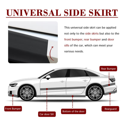 13Ft*3.15In Side Skirts for Cars Anti-Scratch,Self-Adhesive Side Skirt Rubber Edge Trim for 4 Car Doors&Bumper Protector,Universal Car Door Edge Protector Cars Accessories