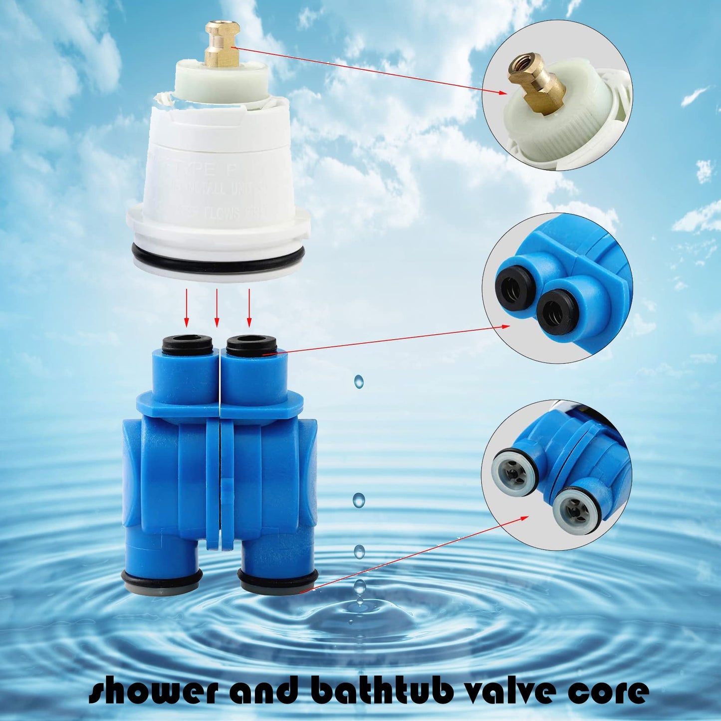 QLXAQLX RP19804 Pressure Blance Shower Cartridge Assembly Replacement for D 1300/1400 Series Tub and Shower, Fits Select Monitor Valves (1993~2007) (Blue)