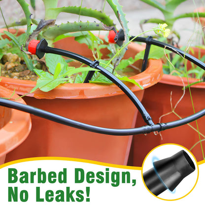 WZFLRUA 240-Piece Drip Irrigation Fittings Kit for 1/4" Tubing, Complete Set of Drip Barbed Connectors (Nozzle, Micro Dripper, Nozzle Tee, Single Barb, Coupling, Tee, Elbow, Plug, Cross, Stake)