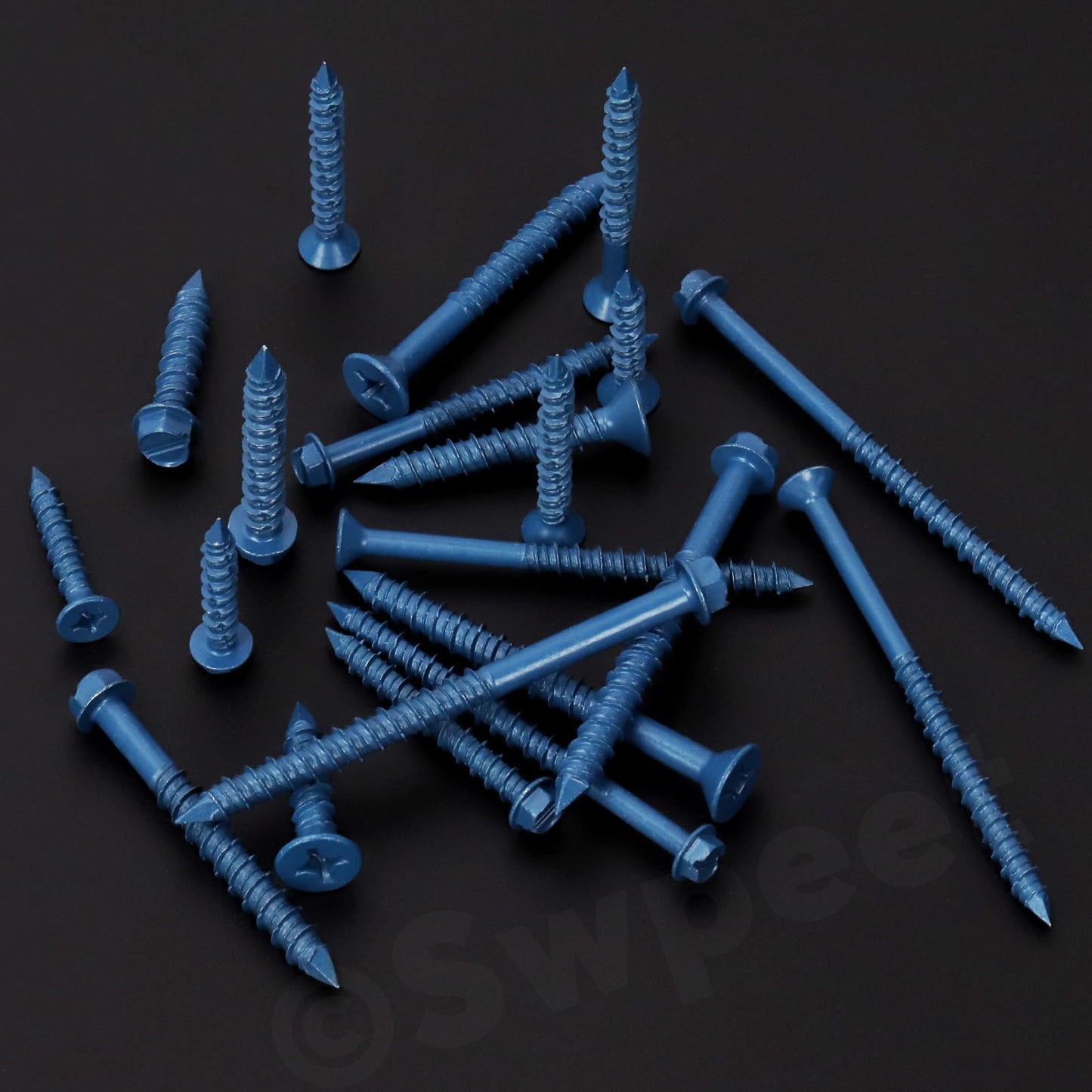 Swpeet 52Pcs 1/4" x 3-1/4" Flat Head Concrete Screw Anchors with Screwdriver Bit and Drill Bit Assortment Kit, Concrete Screws Self Tapping Cement Screws for Anchoring to Masonry Block Brick Stucco