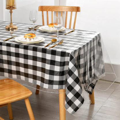 XWZO Clear Plastic Tablecloth Rectangle - 100% Waterproof Oilproof Stain Resistant Transparent Vinyl Table Cloth Protector Cover for Dining Table, Parties, 60 x 102 Inch