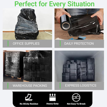Black Stretch Wrap 15"x1000 Feet Stretch Film Shrink Wrap Packing Moving Suppliers for Shipping Moving Suppliers Packing Pallet Wrapping Surface Protection 60 Gauge (1 Roll)