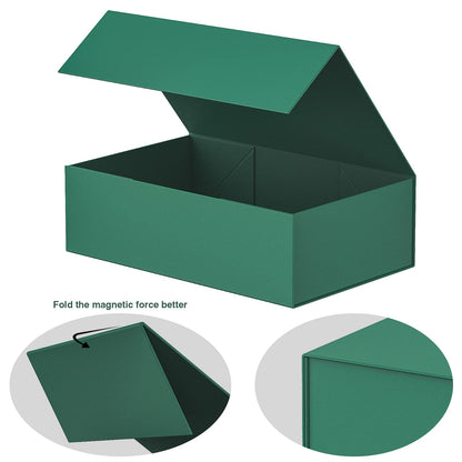 Luxury Large Gift Box 13.8x9x4.3 Inches Storage Box Ribbon Magnetic Closure for Luxury Packaging Box for Mother's Day, Birthdays, Bridal Gifts,Weddings (Forest Green)