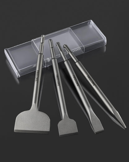 SDS Chisel Set, Firecore 4pcs Tile Removal Chisel Bits for SDS Plus Rotary Hammer Drill Attachments, Alloy Steel Shovel for Demolition Chipping Grooving Scaling Removing Cement Thinset Mortar Vinyl