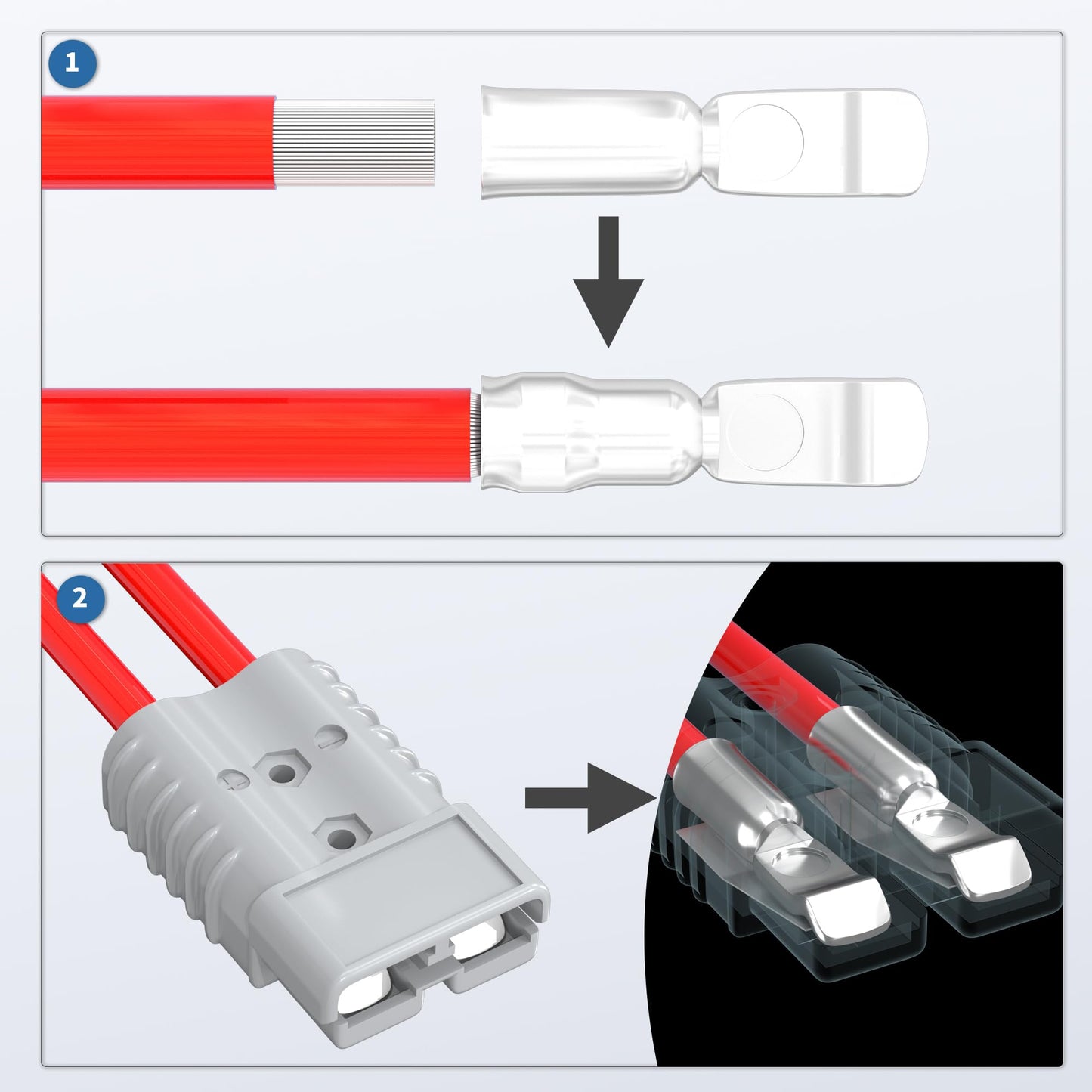 RVBOATPAT 350 Amp Car Battery Cable Connector 2/0 AWG Battery Quick Connect Disconnect Connector Quick Disconnect Battery Terminal Plug Connector Kit for Truck Winch Trailer -2pcs