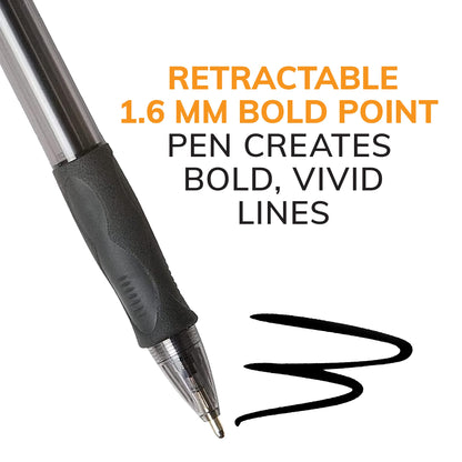 BIC Velocity Bold Ball Pens Retractable, Blue, 1.6mm Bold Point, Dozen Box