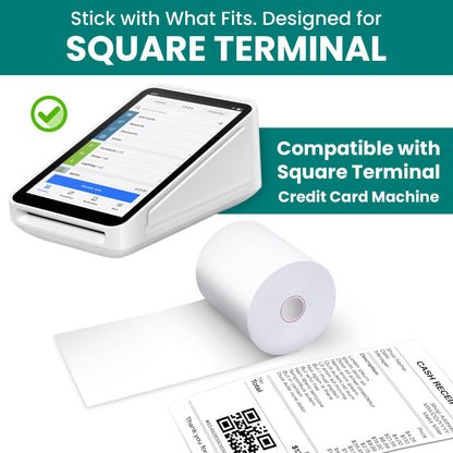 ReceiptPaperPro 2 1/4” x 60 ft Coreless Thermal Paper Receipt Rolls for Square Terminal, 20 Rolls