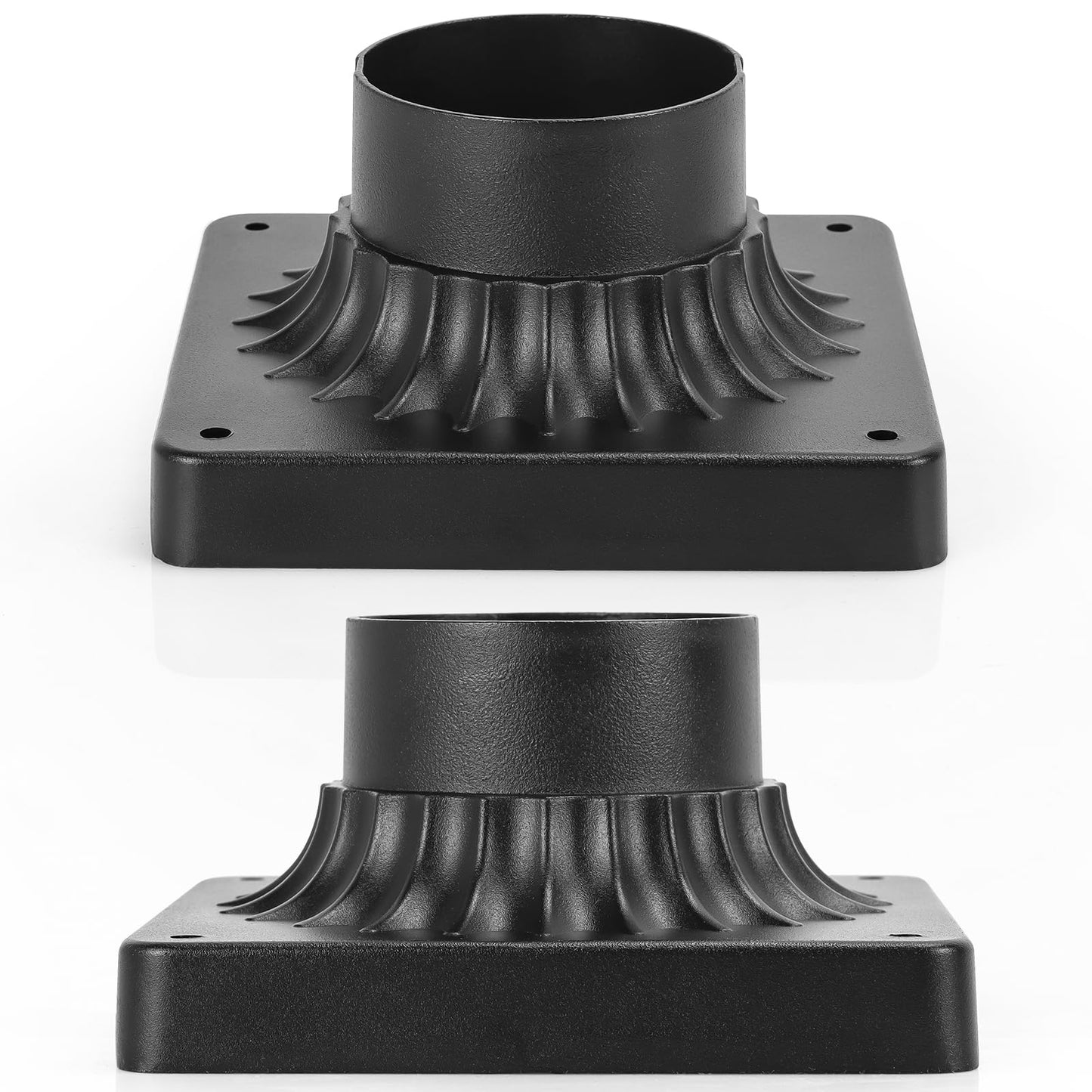 YSN Outdoor Post Light Mounting Base 2 Pack, 3 Inch Pier Mount Base, Aluminum Pier Mount Adapter in Black Finish, 5.63" L x 5.63" W x 2.9" H