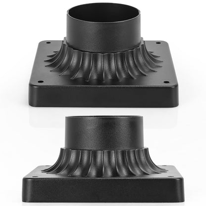 YSN Outdoor Post Light Mounting Base 2 Pack, 3 Inch Pier Mount Base, Aluminum Pier Mount Adapter in Black Finish, 5.63" L x 5.63" W x 2.9" H