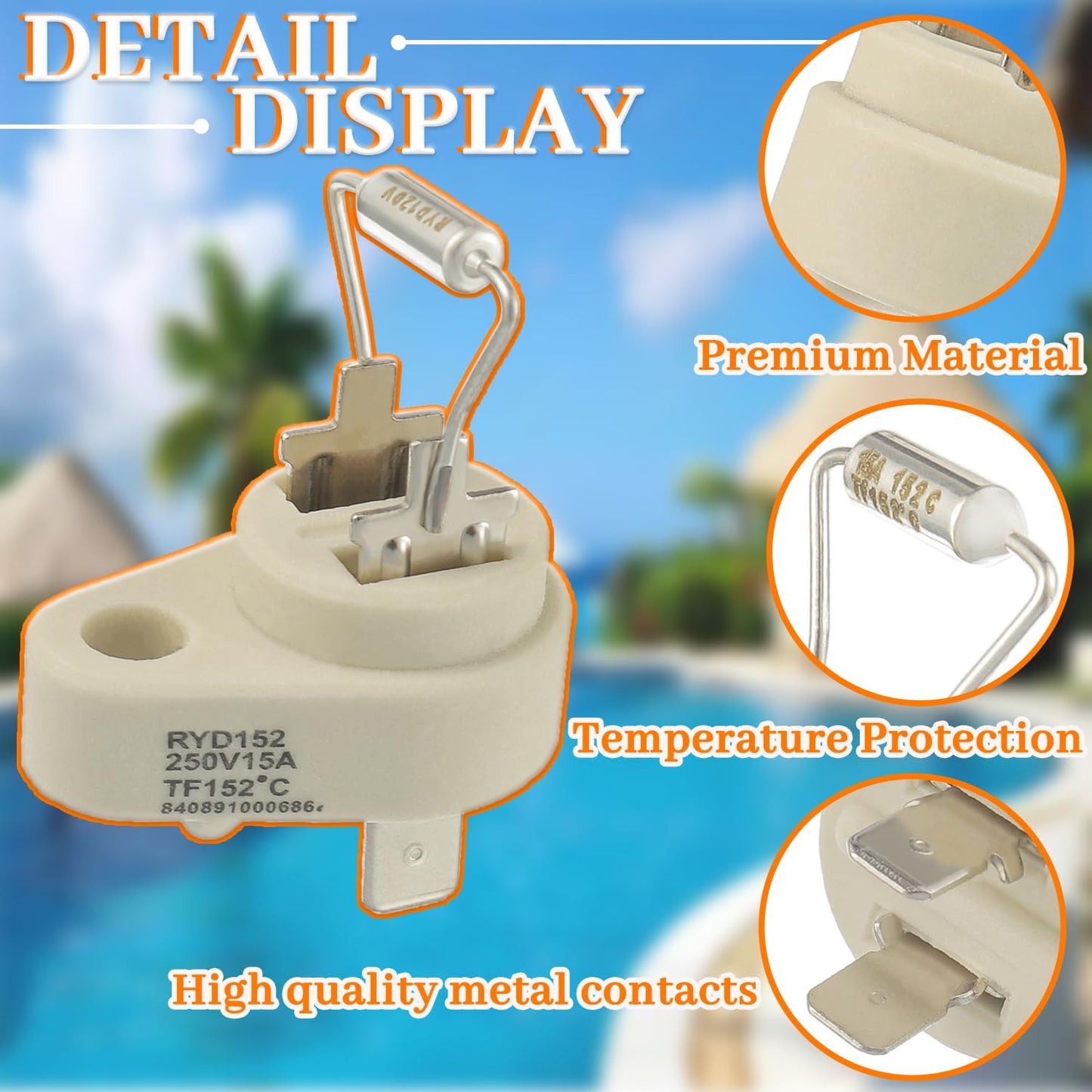 Thermal Cut Off Fuse 152°C, Fusible Link Assembly Replacement Kit for Zodiac R0012200 Raypak 005899F Jandy Pool and Spa Heaters (Pack of 2)