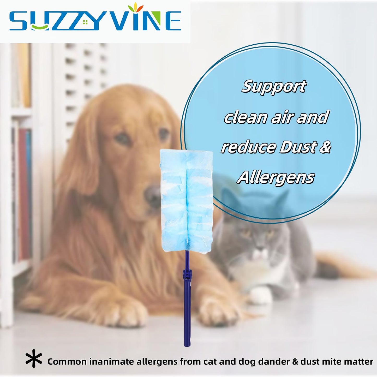 SUZZYVINE Disposable Duster Refills, 180 Dusters Refills, Total 30 Count,Blue and White